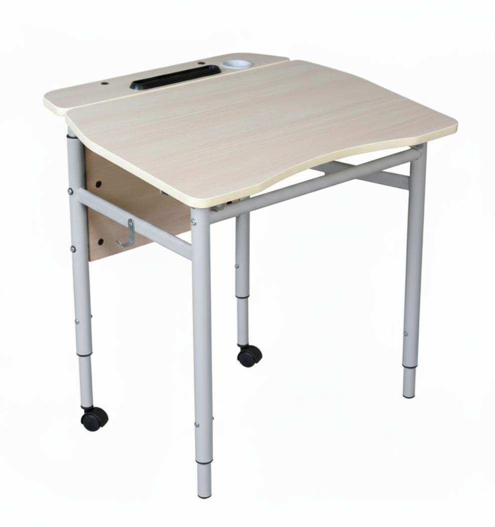 Стіл учнівський 6-кутний мобільний з регулюванням кута нахилу стільниці, 700х550х580-700 мм, на плоскоовальній та круглій трубі, №3-5 (ЛЕОНТЕК) (70342)